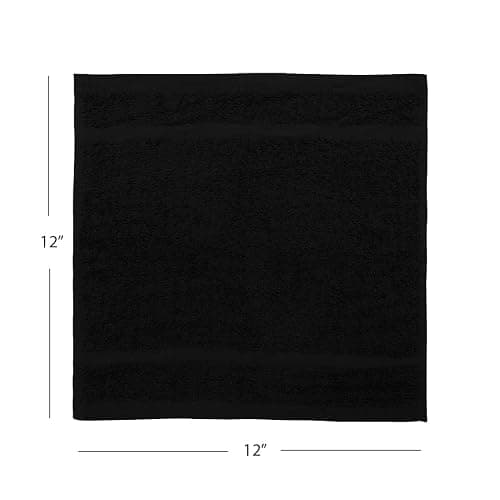 Avalon Towels Cotton Washcloths – (Pack of 24) Size 12x12 Inches, 100% Ring Spun Cotton, Soft & Absorbent Face Towels, Gym Towels, Hotel and Spa Quality, Reusable Fingertip Towels (Black) thumbnail 3