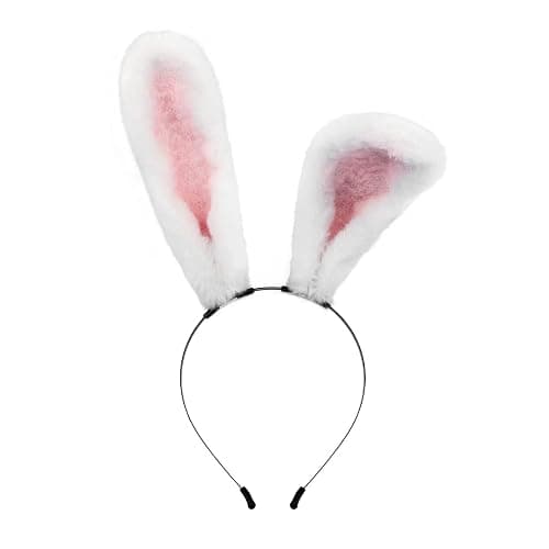 JUNBOON Plush Furry Bunny Headwear Faux Fur Rabbit Ear Headband Cosplay Costume Hair Accessories - Image 1