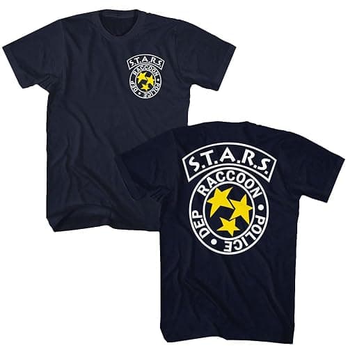 American Classics Resident Evil Stars Raccoon Police Dep Front & Back Print Adult Short Sleeve T Shirt Graphic Tees thumbnail 4