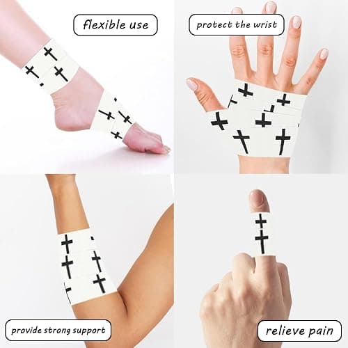 2Pcs Christian Cross Athletic Sports Wrap Tape 2in x 23ft Jesus Cotton Zinc Oxied White Wrist Tape for Tennis Baseball Soccer Boxing, Christian Gifts for Men Women thumbnail 4