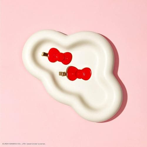 Hello Kitty x Kitsch Creaseless Hair Styling Pins - No Crease Clips for Makeup & Hairstyling | Pin Curl Hair Pins, 2pc Set - Red Kitty Bow thumbnail 6