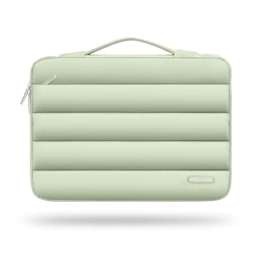 MOSISO 360 Protective 13-14 inch Laptop Case, 13.3 inch Puffy Laptop Sleeve Compatible with MacBook Air 13 13.6 M3 M2 M1/Pro 13/14, HP, Dell, ASUS, Lenovo,Polyester Horizontal Side Open Bag,Sage Green - Image 1