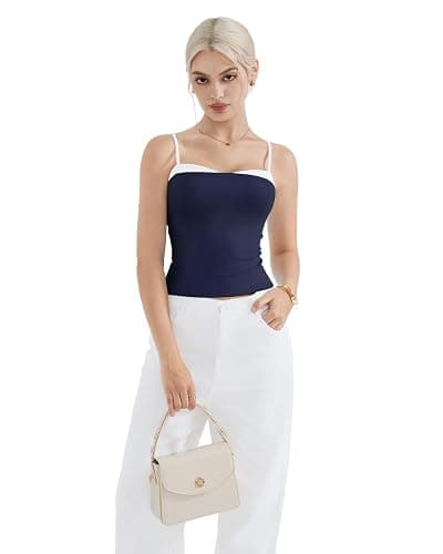 SUUKSESS Women Double Lined Spaghetti Strap Cami Going Out Y2k Sleeveless Tank Tops thumbnail 6