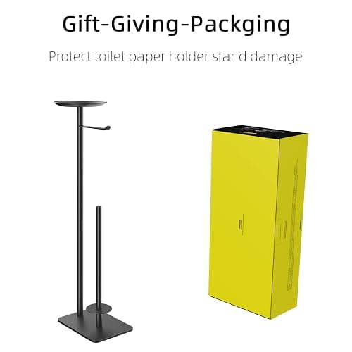 FEILERN Toilet Paper Holder Stand for Bathroom Floor Standing Toilet Roll Dispenser Storages 4 Reserve Rolls, with Top Storage Shelf for Cell Phones, Wipe, Wallet and More(Black) thumbnail 7