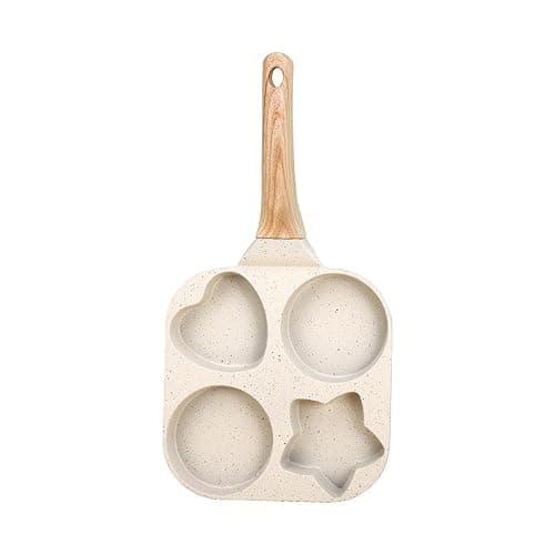 Fenteer Multi-Section Frying Pan for Cooking Breakfast Items, White, 19x19x2cm - Image 1