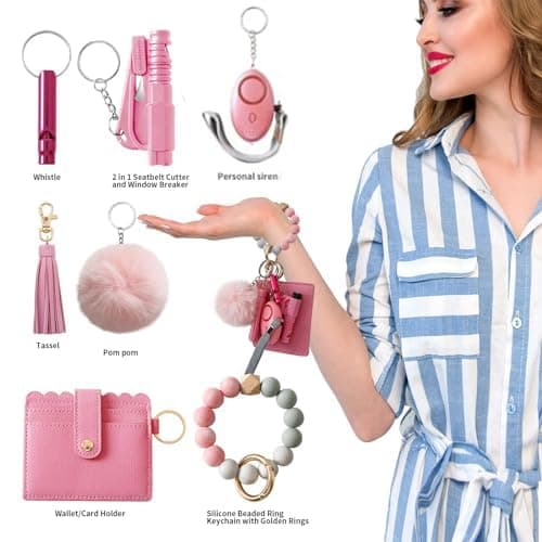 Araafur Wristlet Keychain Set with RFID Wallet Card Holder and Bottle Opener, Car Keychain Accessories for Women thumbnail 6