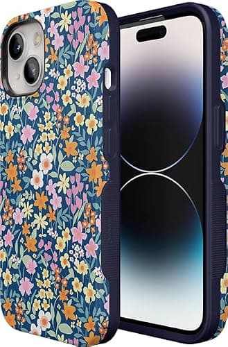 Casely iPhone 15 Case | Full Bloom | Navy Floral | Bold Case | Compatible with MagSafe thumbnail 2