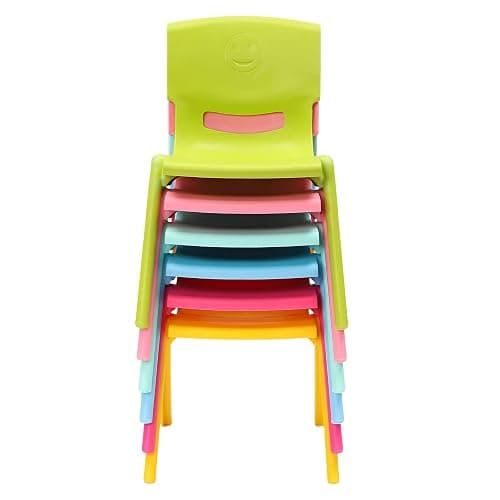 LOYALHEARTDY 6Pcs Stackable School Chairs, Plastic School Stack Chair Colorful Kids Plastic Chair for Toddlers Classroom Furniture School (Colorful 2, 20.87" H) thumbnail 8