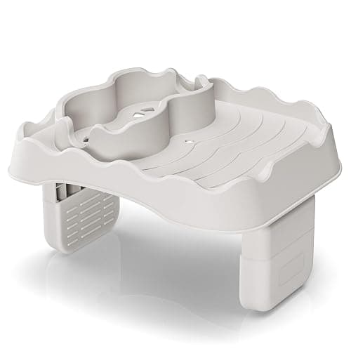 Anivia Hot Tub Table Tray, Adjustable Width 4.3" to 7.7" Hot Tub Accessories for Intex PureSpa, Nonslip Caddy Holds 2 Drinks, Keep Snacks-Drinks Handy and Dry, Fits Outdoor Inflatable Spa/Pool(Beige) - Image 1