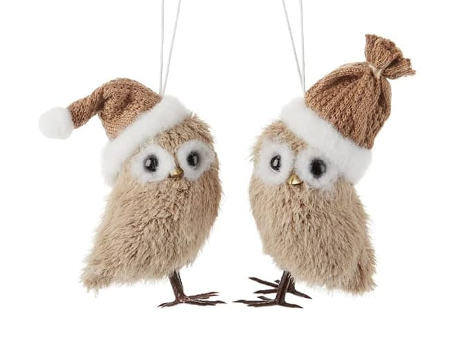 Delton Hanging Christmas Owl Ornament, 2 Assortment - Image 1