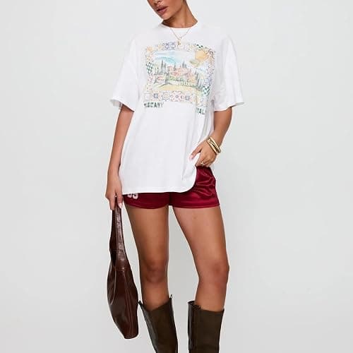 Women Oversized Tops Y2k Cute Loose Short Sleeve Fruit Floral Graphic T Shirt Vintage Beach Coastal Summer Baggy Tee thumbnail 6