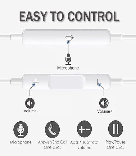 XLSFPY Wired Headphones for iphone,[MFi certified] HiFi stereo noise-canceling wired in-ear headphones, built-in microphone and volume control, compatible with iPhone 14/13/SE/12/11/XR/8/7/XS thumbnail 4