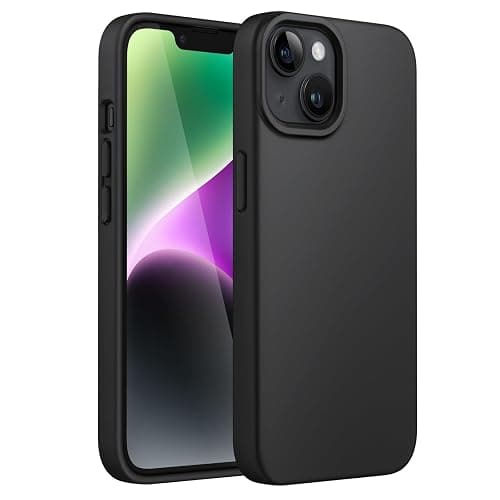 JETech Coque Silicone pour iPhone 14 6,1 Pouces, Protection Complète du Corps au Toucher Soyeux, Étui Housse Anti-Chocs Doublure Douce en Tissu Microfibre (Noir) - Image 1