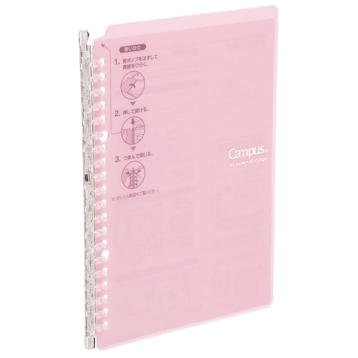 Kokuyo Campus Smart Ring binder, Up to 25 Sheets, B5, 26 Holes, Light Pink (RU-SP700LP) - Image 1