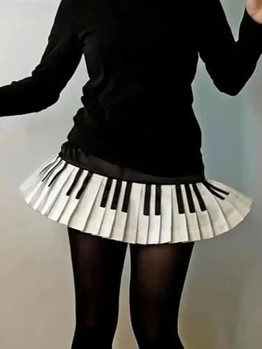 JOLILUNA Harajuku Piano Skirt for Women Y2k Streetwear Piano Mini Skirt Coquette Aesthetic Grunge Outfit Summer 2025 thumbnail 3