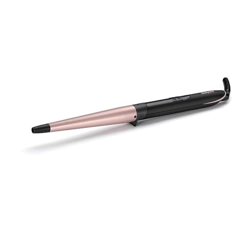 BaByliss Boucleur manuel conique Rose Quartz - Cylindre conique en céramique de 25 à 13mm, Pour des boucles et un wavy naturels, 6 réglages de température de 160°C à 210°C , Noir et rose, C454E - Image 1