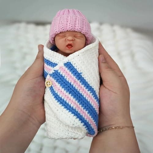 5 Pcs Baby Doll Accessories Set -Knitted Bath Towel, Diaper, hat, Suitable for 7-9 inch Dolls （No Doll） thumbnail 2