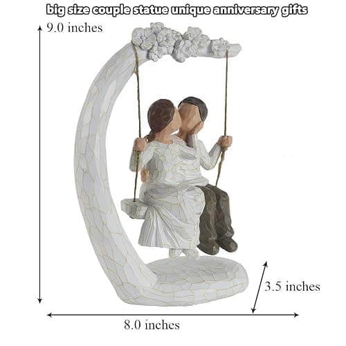 jinhuoba Romantic Wedding Couple Figurines, Hand Painted Loving Together Sculpture, Best Valentine Marriage Anniversary Weddings Engagement Gifts for Couple Wife Women Her thumbnail 3