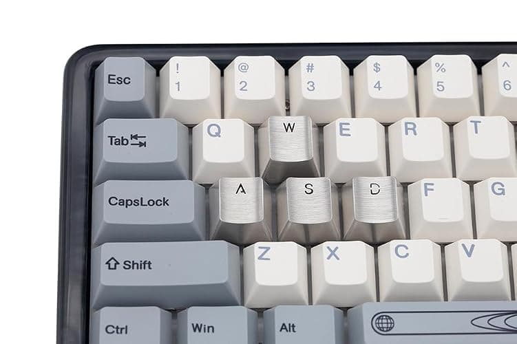 KPREPUBLIC teamwolf Stainless Steel MX Keycap Silver Color Metal keycap for Mechanical Keyboard Gaming Key WASD Key Light Through Back lit (TW Gaming WASD Key x1) thumbnail 5