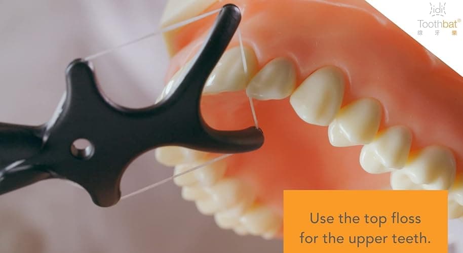idi Toothbat - Wow Adult Floss Holder (Green/White/Black)-Patented Design Awards Winning Product, Easy, Comfort & Effective, Works Perfectly with Reach Waxed Nylon Floss (Black) thumbnail 8