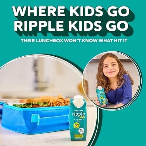 Ripple Kids Original Plant Based Milk | Pediatrician Recommended | 8g Pea Protein | Shelf Stable | Vegan & Non GMO Certififed | Dairy, Soy, Nut, Gluten, and Lactose Free | 8 Fl Oz (Pack of 12) thumbnail 7
