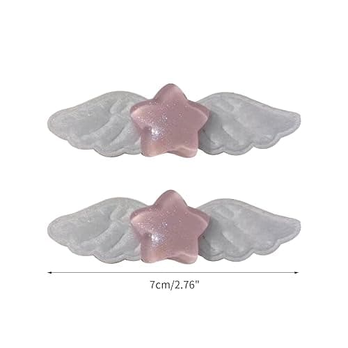 NUEAYMS 2pcs Cute Small Hair Clip Sweet Lovely Pill Star Wings Hair Barrettes Hairpins Styling Hair Accessory Party Gifts Wings Hair Clip, 2 hearts-Blue thumbnail 4