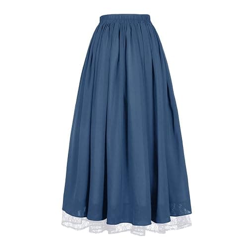 Women's Renaissance Skirt Victorian Peasant Double-Layer Maxi Long Skirt thumbnail 3