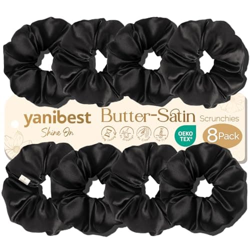 Yanibest 8 Pcs Satin Scrunchies - Silk Scrunchies Ponytail Holders, Soft Satin Hair Ties No Damage, Hair Accessories for Women - Image 1