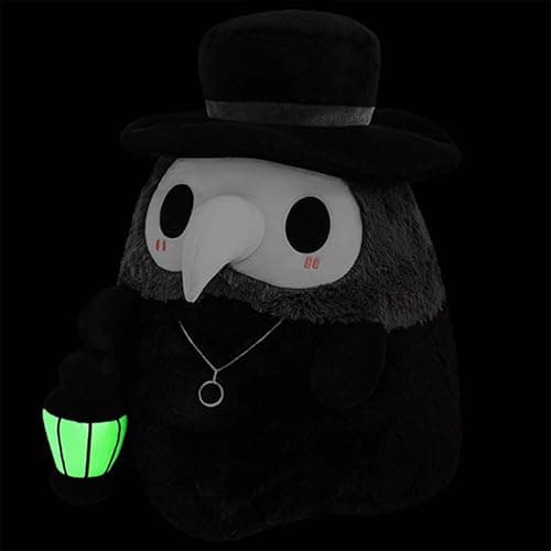 Kedejin 7.9'' New Medieval Steampunk Plague Beak Couple Plush Doll, Fluffy Plague Doctor Plush Toy Luminous Plush Toy, Soft Lovely Couple Doll Party Dance Props, Black thumbnail 4
