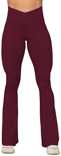 Sunzel Flare Leggings, Crossover Yoga Pants with Tummy Control, High-Waisted and Wide Leg thumbnail 2