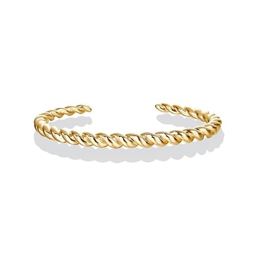 PAVOI Gold Plated Twisted Chunky Bangle Bracelet | 14K Gold Plated | Lightweight Everyday Jewelry - Image 1