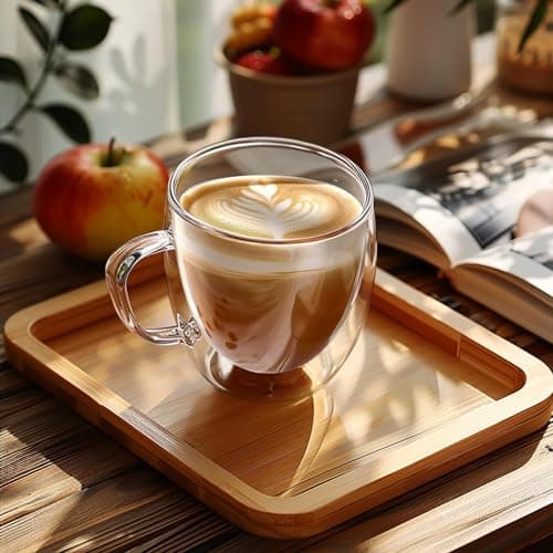 YMMIND Set of 4 Double Walled Glass Coffee Mugs 3 Ounces Insulated Layer Coffee Cups with Handle Borosilicate Glass Espresso Cup for Hot Beverage,Cappuccino,Tea,Latte,Wine,Microwave Safe thumbnail 6