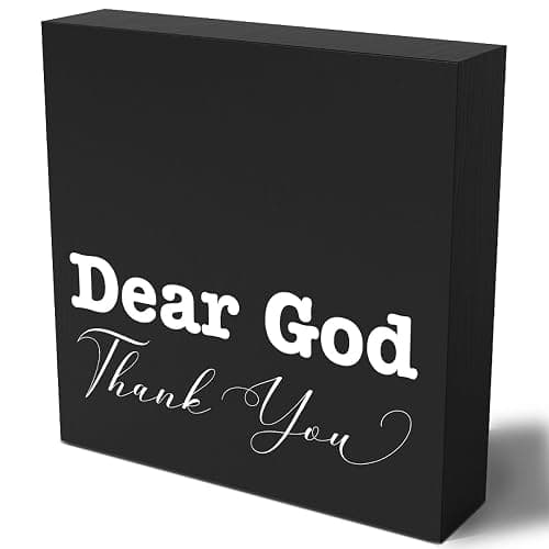 Inspirational Christian Decor Bible Verse Desk Decor Wood Sign Farmhouse Black Wooden Box Sign for Living Room Bedroom Kitchen Table Shelf Counter Cafe Home Office Store Pub Bar Religious Gifts - Image 1