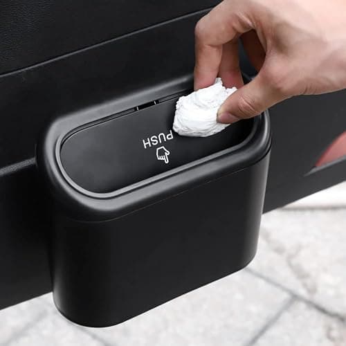 Accmor Car Trash Can with Lid, Mini Auto Dustbin Garbage Organizer Holder 2 Packs, Automotive Storage Container Bin with 60 Pcs Bags for Vehicle, Home, Office - Black, Black - 1 thumbnail 6