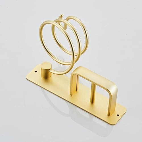 YUET Hair Dryer Holder Hairdryer Straightener Station Wall Mounted Spiral Shelf Bracket Stand Hanger Organizer Blow Storage with Cable Tidy Rack for Dressing Table Bathroom Professional Gold Brass - Gold thumbnail 6