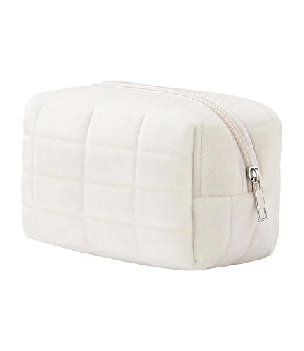 HABUAETY Makeup Cosmetic Bag Small Checkered Pouch Make Up Purse Bag Y2k Accessories - White - Image 1