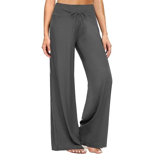 ZOOSIXX Soft Black Pajama Pants for Women, Wide Leg Comfy Casual Lounge Yoga Capri Pants 22'' / 30'' - Image 1