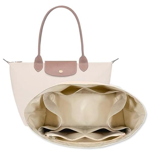 DOSIBAG Waterproof Premium Nylon Purse Organizer Insert for Longchamp Le Pliage Tote Bag (Beige, Large) - Image 1