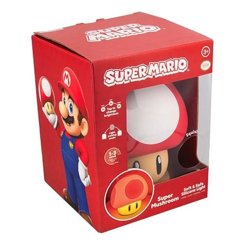 Paladone Super Mario Super Mushroom SquishyGlo Light – Rechargeable Silicone Night Light with 3 Brightness Levels, Official Nintendo Lamp thumbnail 5