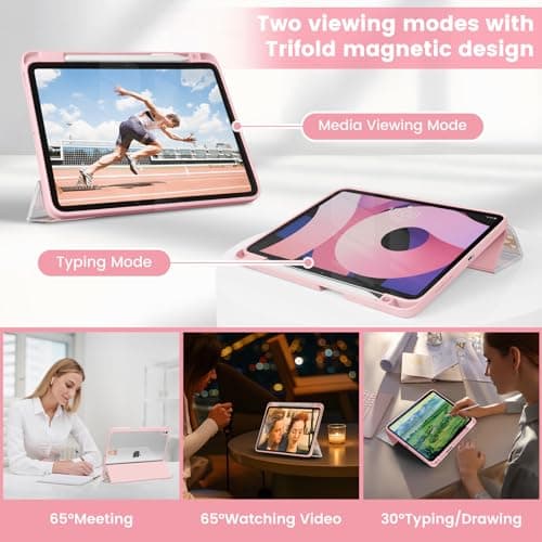 PeculiChic Case Compatible with iPad Air 11 inch M3 2025 / M2 2024, iPad Air 5th 2022 / 4th Generation 10.9 Inch 2020, Shockproof Hybrid Slim Stand Cover with Clear Back Shell & Pencil Holder, Z005 thumbnail 3
