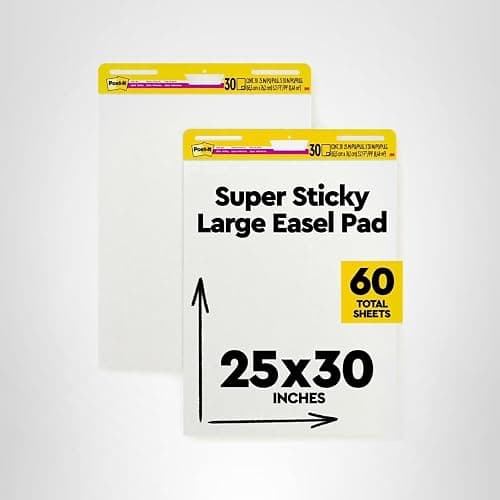 Post-it Super Sticky Easel Pad 25 in x 30 in White 30 Sheets/Pad 2 Pad/Pack Large White Premium Self Stick Flip Chart Paper Super Sticking Power (559) thumbnail 12
