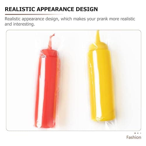 STOBOK 2Pcs Fake Mustard and Ketchup Bottle Funny Fake Salad Dressing Bottle Prank Toys Phoney Condiment for Adults Kids Halloween Party thumbnail 7
