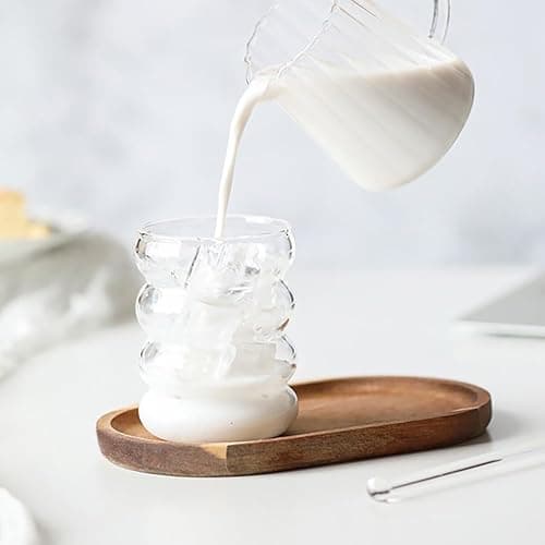 ALINK Bubble Drinking Glasses Tumblers- Wavy Glass Cups Cute Ripple Shaped Vintage Ribbed Glassware- Cocktail, Water, Soda, Juice, Coffee, Milk - 12 oz (350 mL) - Set of 2 thumbnail 6