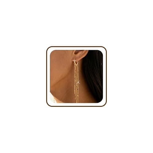 Gold Dangle Earrings for Women 14K Plated Long Tassel Earring | Gold Chain Dangling Earrings Trendy Drop Prom Earring Lightweight Statement Earrings Party Jewelry - Image 1