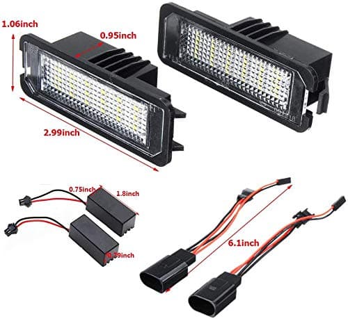 2Pcs Error Free LED License Plate Lights Tag Lamp Assembly Compatible/Replacement for Volkswagen VW Golf GTI MK4 MK5 MK6 MK7 CC Rabbit Polo EOS Phaeton Beetle Scirocco, 6000K White thumbnail 4