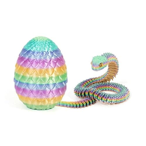 3D Printed Rainbow-Color Snake Eggs with Snake Inside Decor Executive Desk Home Office - Image 1