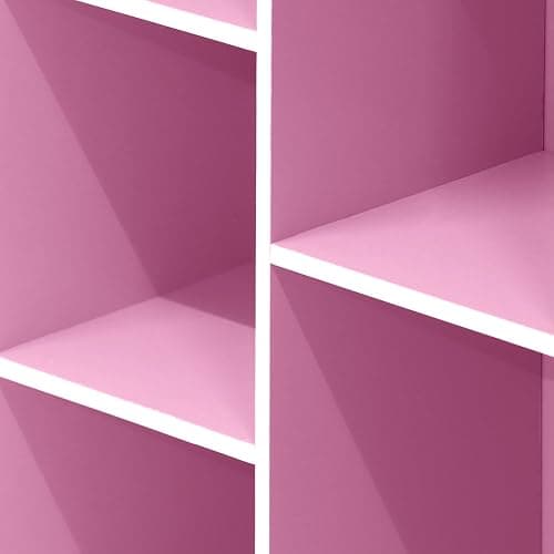 Furinno LUDER Book Shelf, 5-Cube Bookshelf, Reversible Bookcase, 9.4 x 19.5 x 31.5, for Living Room, Bedroom, Home Office, White/Pink thumbnail 8