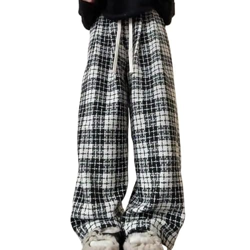 Cute Plaid Pants for Women, Baggy Pants Grunge Gingham Pants Therian Downtown Girl Clothes y2k Sweatpants Going Out - Image 1