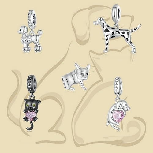 Hunde-Charm, 925er-Sterlingsilber, Katze, Pferd, gepunkteter Hund, Bulldogge, Pudel, Golden Retriever, Tier, Haustier, Weihnachtsanhänger für Pandora-Charm-Armband, Einheitsgröße, Sterling-Silber thumbnail 8