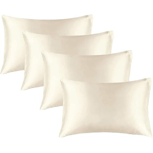 BEDELITE Satin Pillowcase for Hair and Skin, Super Soft Similar to Silk Pillow Cases 4 Pack with Envelope Closure, Cooling Pillowcases for Women Men (20"x30" Queen Size, Beige) - Image 1